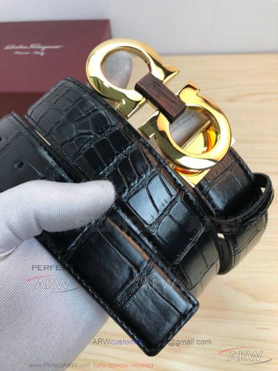 AAA Copy Cheap Salvatoye Ferragamo Crocodile Belt - Gold Gancini Buckle